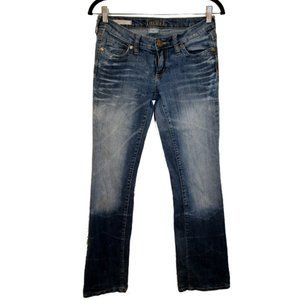 decree - boot cut blue jeans faded mid rise gently worn jr size 5